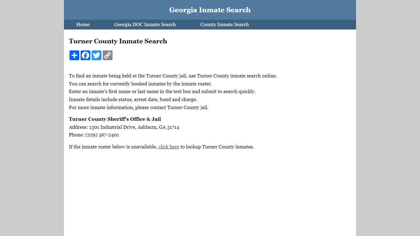 Turner County Inmate Search