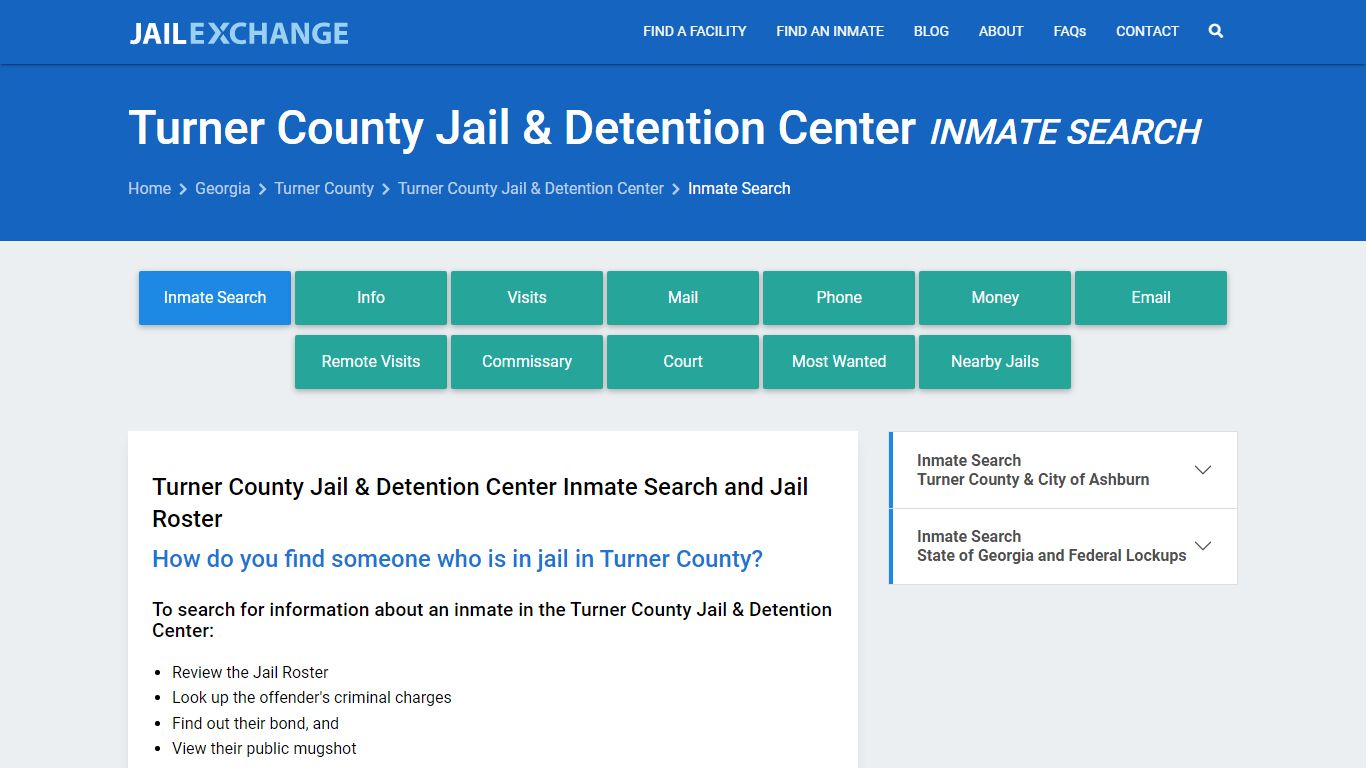 Turner County Jail & Detention Center Inmate Search