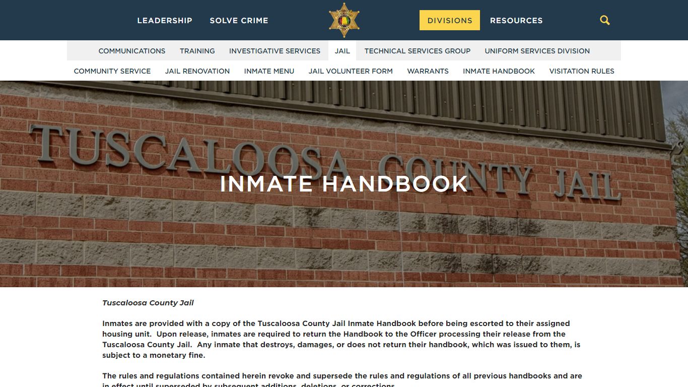 Inmate Handbook | Tuscaloosa County Sheriff's Office