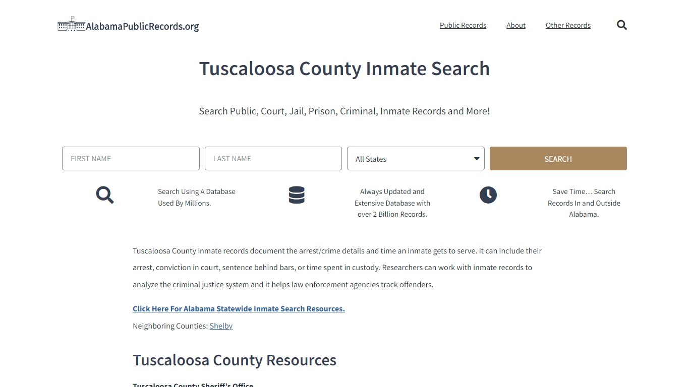 Tuscaloosa County Inmate Search - Current & Past Jail Records