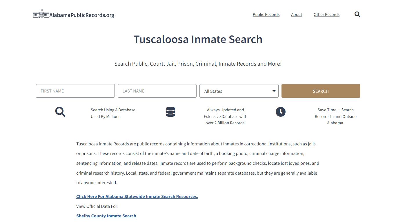 Tuscaloosa Inmate Search - Current & Past Jail Records