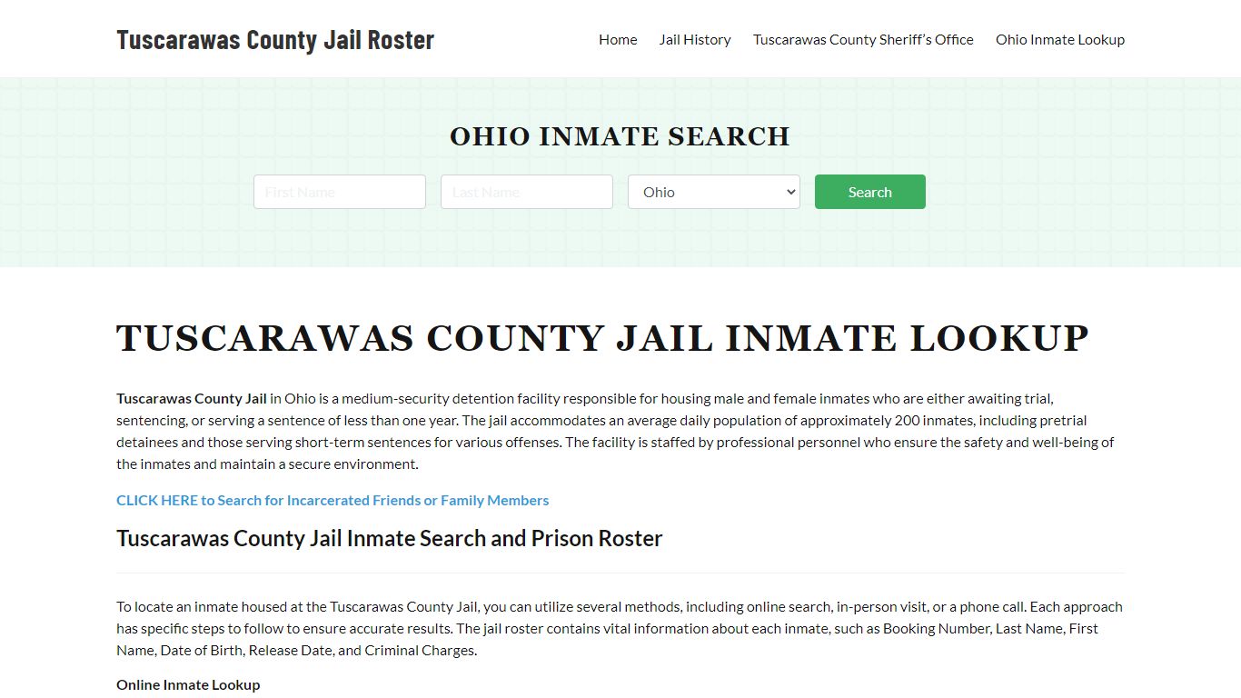 Tuscarawas County Jail Roster Lookup, OH, Inmate Search