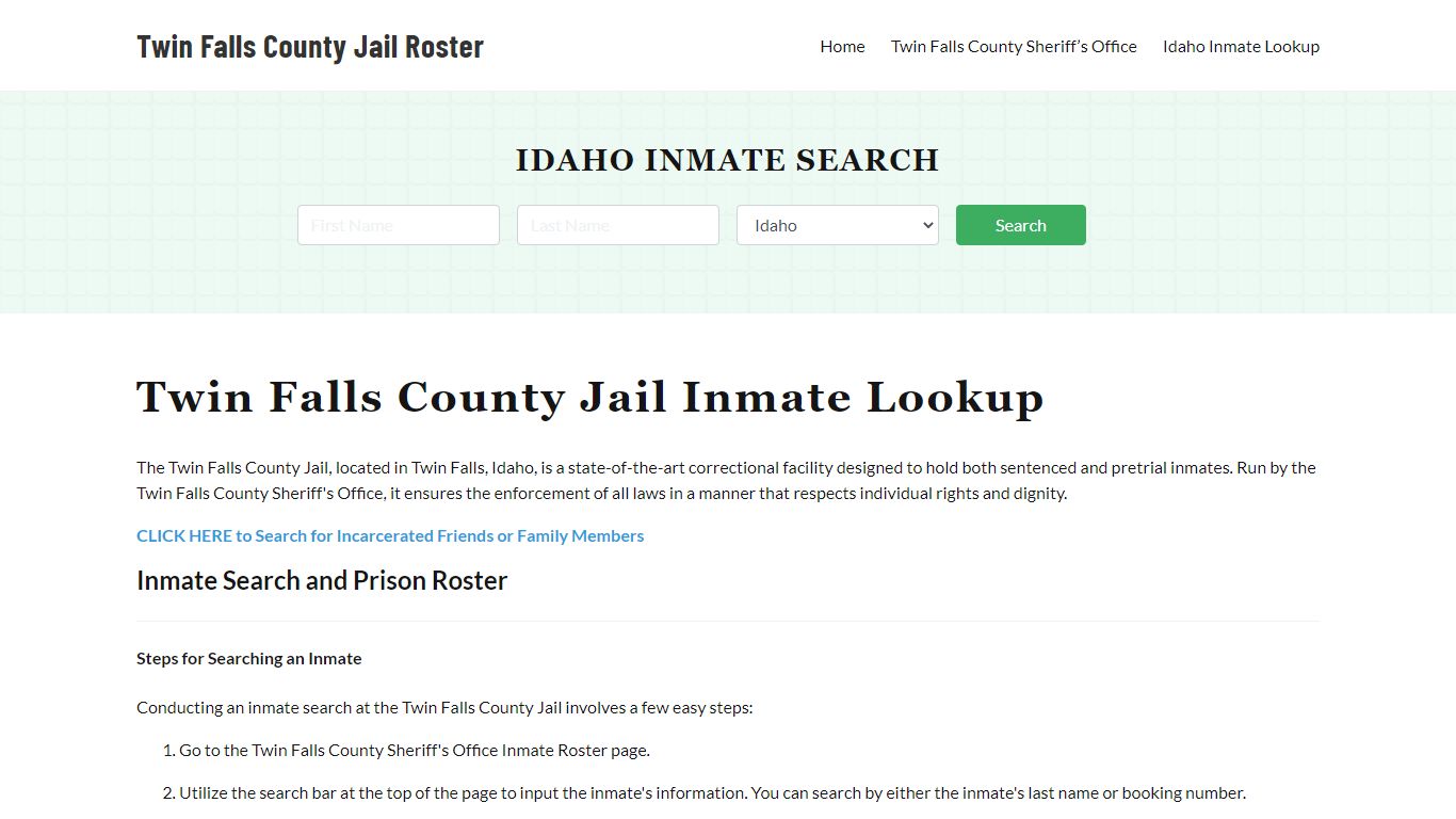 Twin Falls County Jail Roster Lookup, ID, Inmate Search
