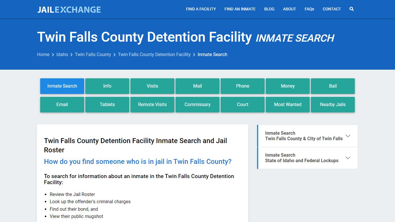 Twin Falls County Detention Facility Inmate Search - Jail Exchange
