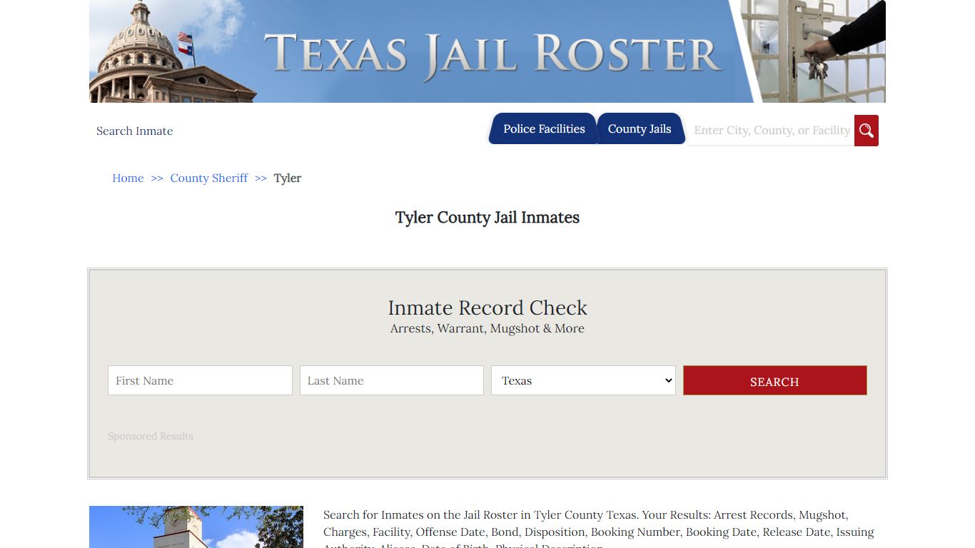 Tyler County Jail Inmates | Jail Roster Search
