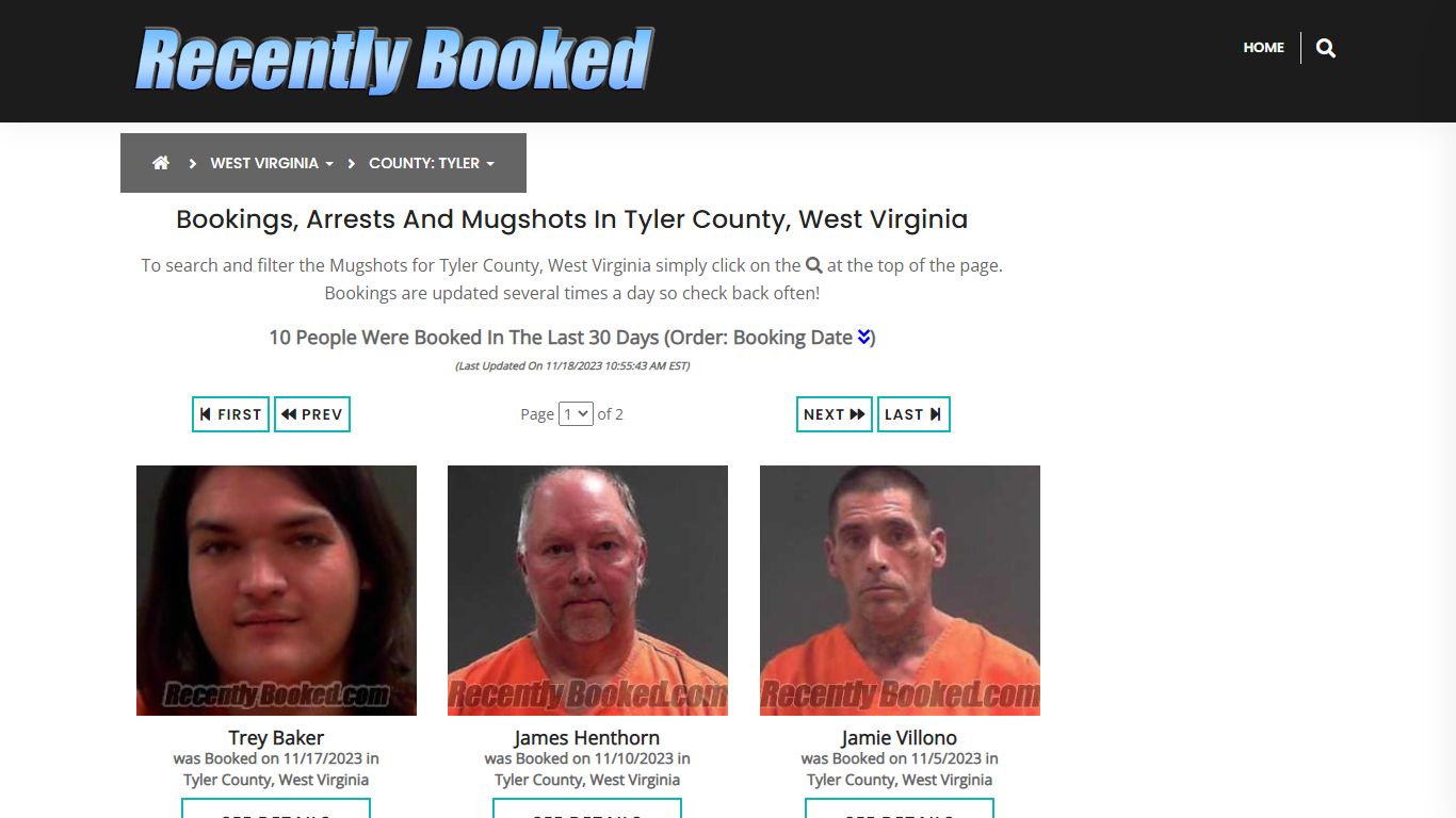 Bookings, Arrests and Mugshots in Tyler County, West Virginia