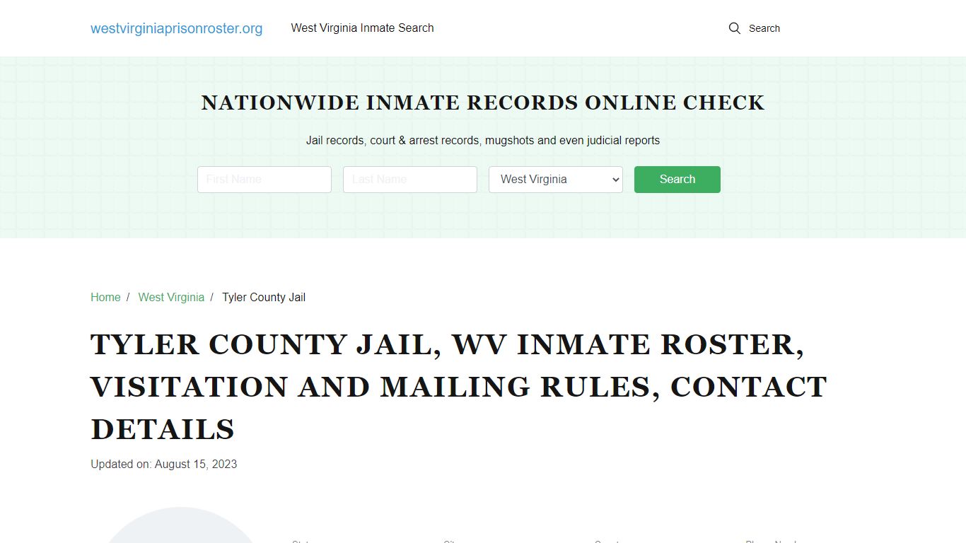 Tyler County Jail, WV Inmate Roster, Contact Details