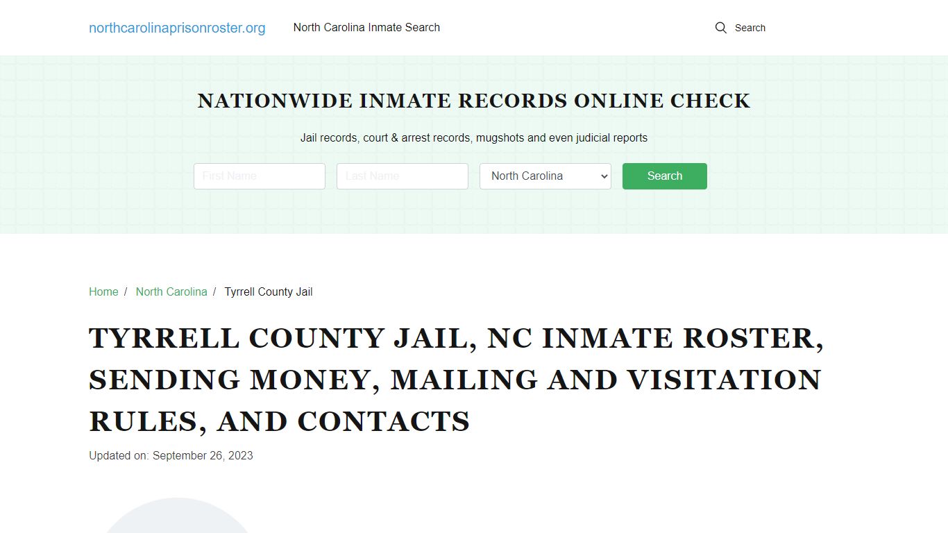 Tyrrell County Jail, NC: Offender Search, Visitations & Contact Info