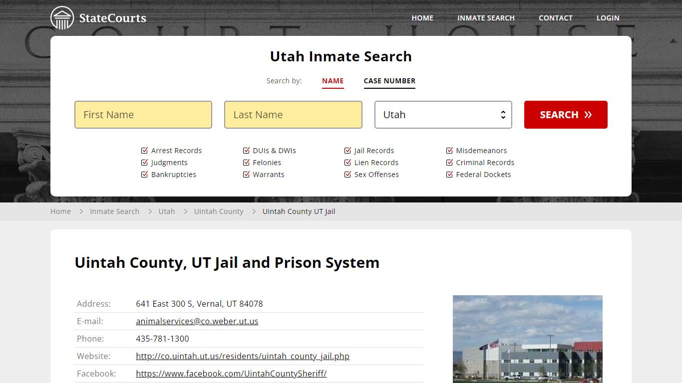 Uintah County UT Jail Inmate Records Search, Utah - StateCourts