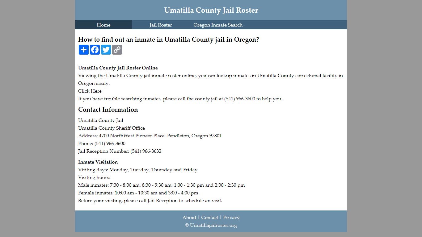 Umatilla County Jail Roster