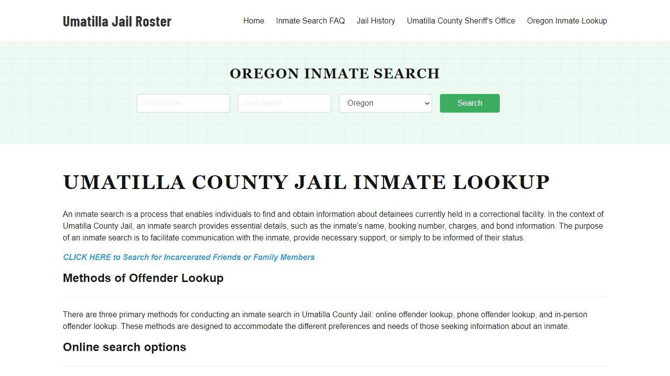 Umatilla County Jail Roster Lookup, OR, Inmate Search