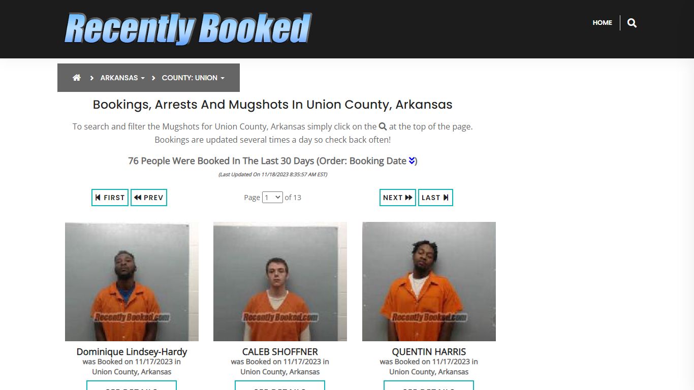 Recent bookings, Arrests, Mugshots in Union County, Arkansas