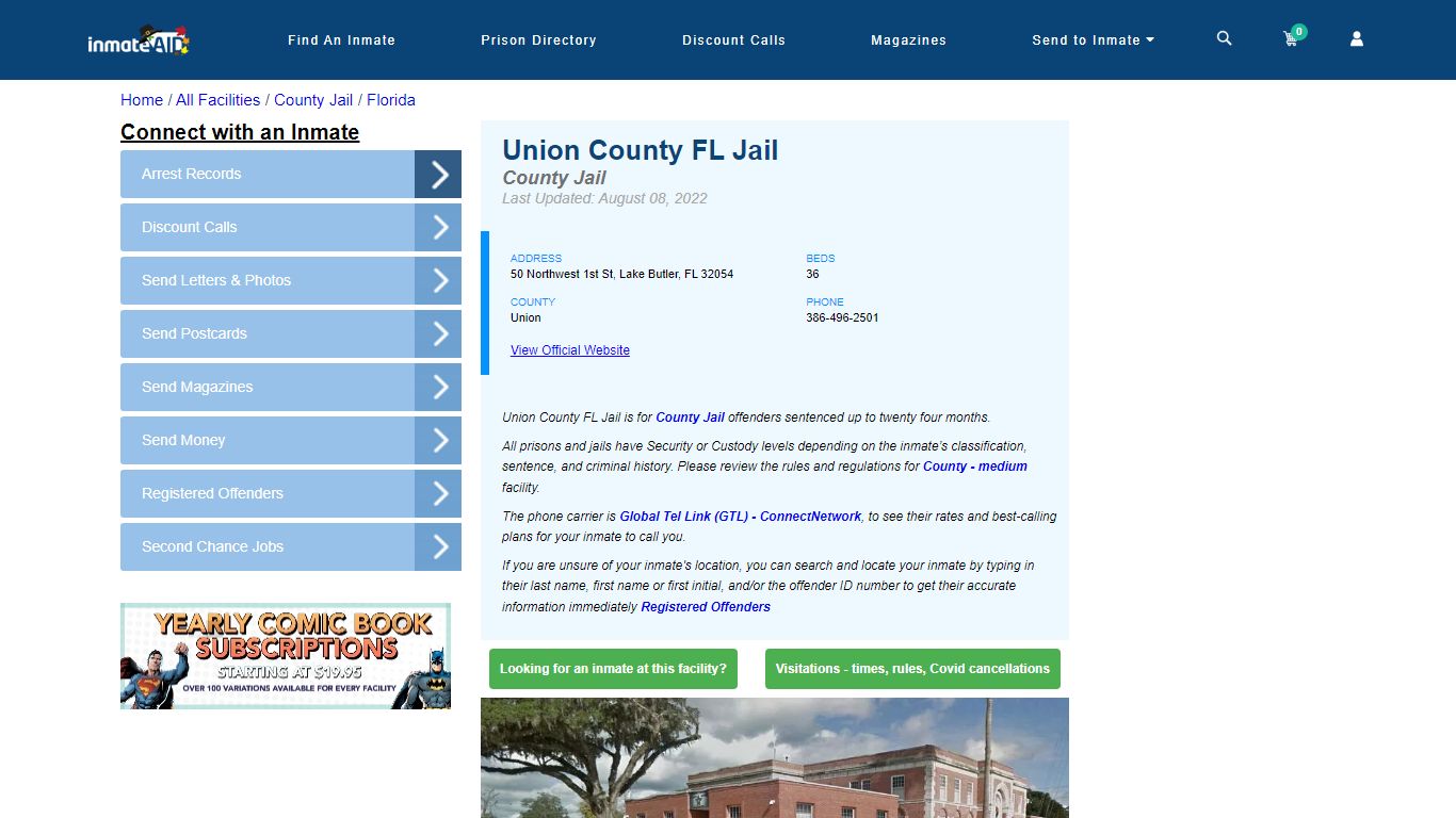 Union County FL Jail - Inmate Locator - Lake Butler, FL