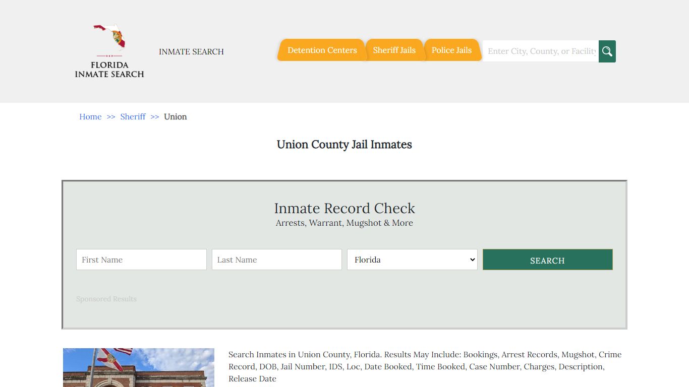 Union County Jail Inmates | Florida Inmate Search