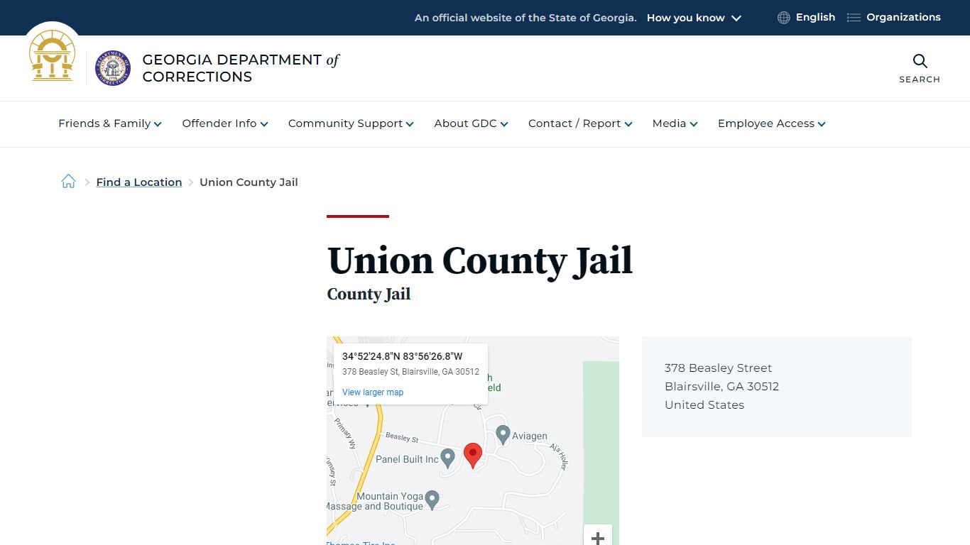 Union County Jail | Georgia Department of Corrections