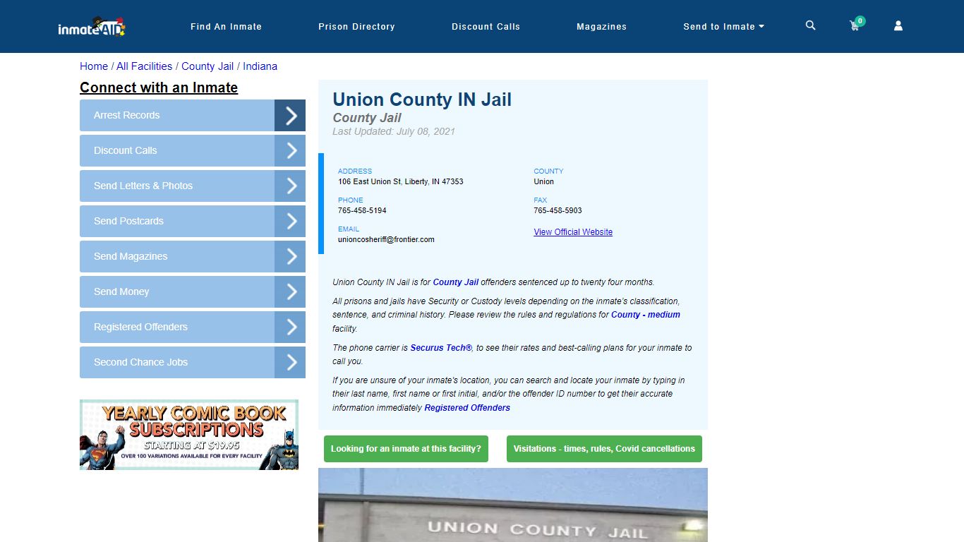 Union County IN Jail - Inmate Locator - Liberty, IN