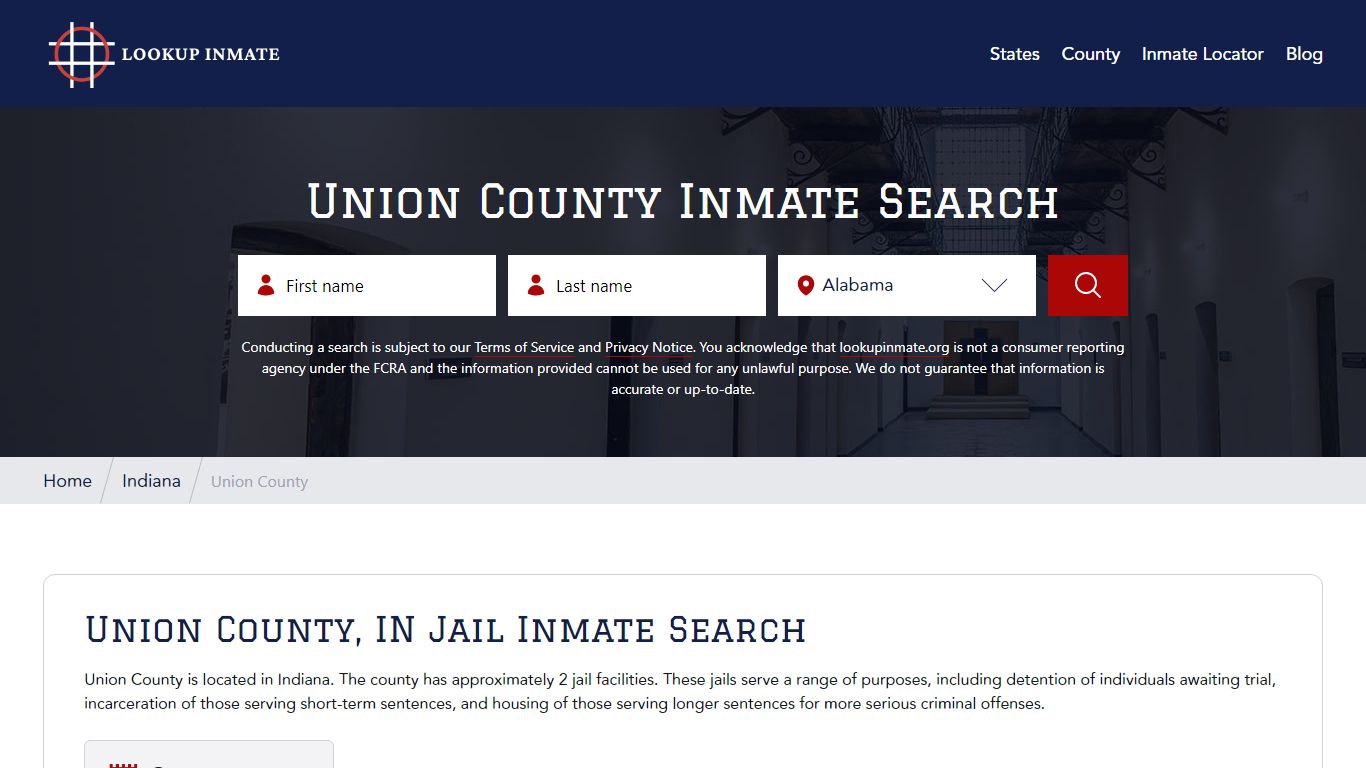 Union County, Indiana Jail Inmate Search - Lookup Inmate