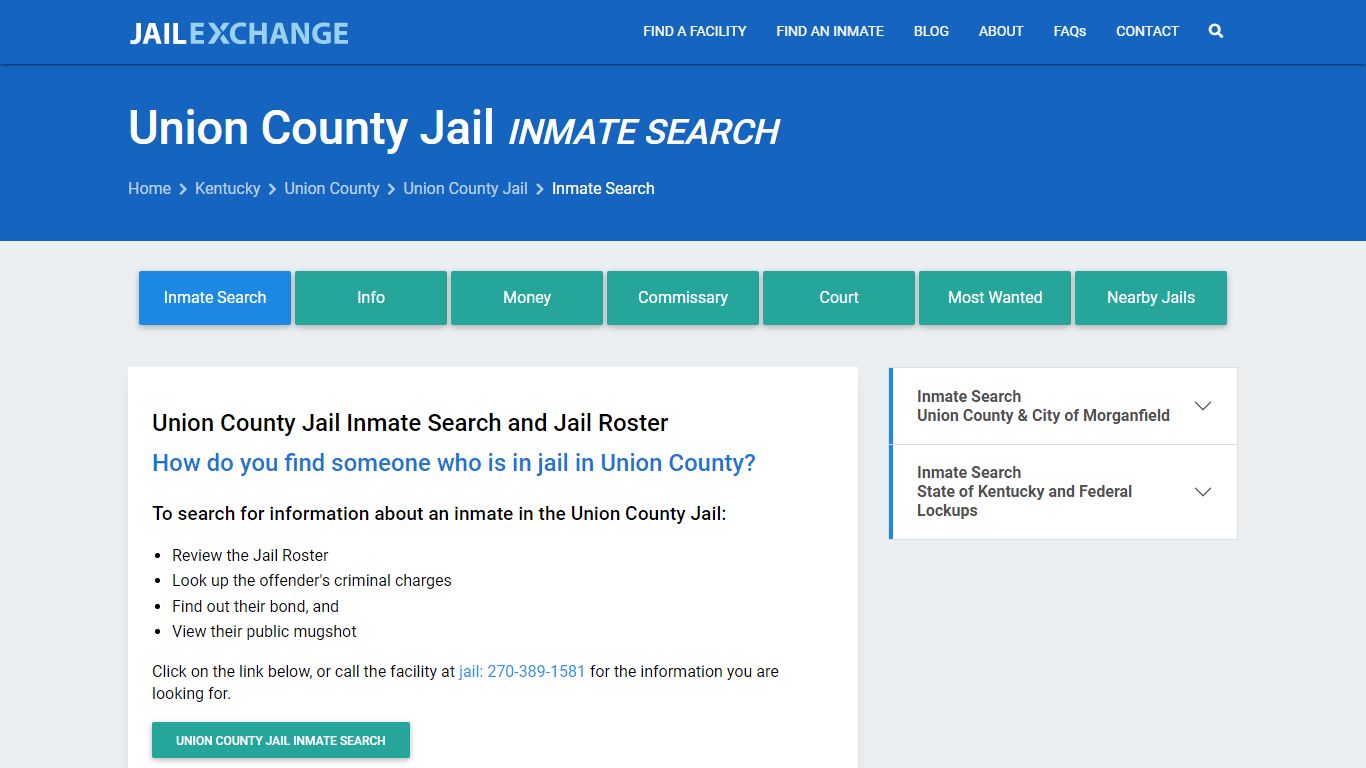 Inmate Search: Roster & Mugshots - Union County Jail, KY