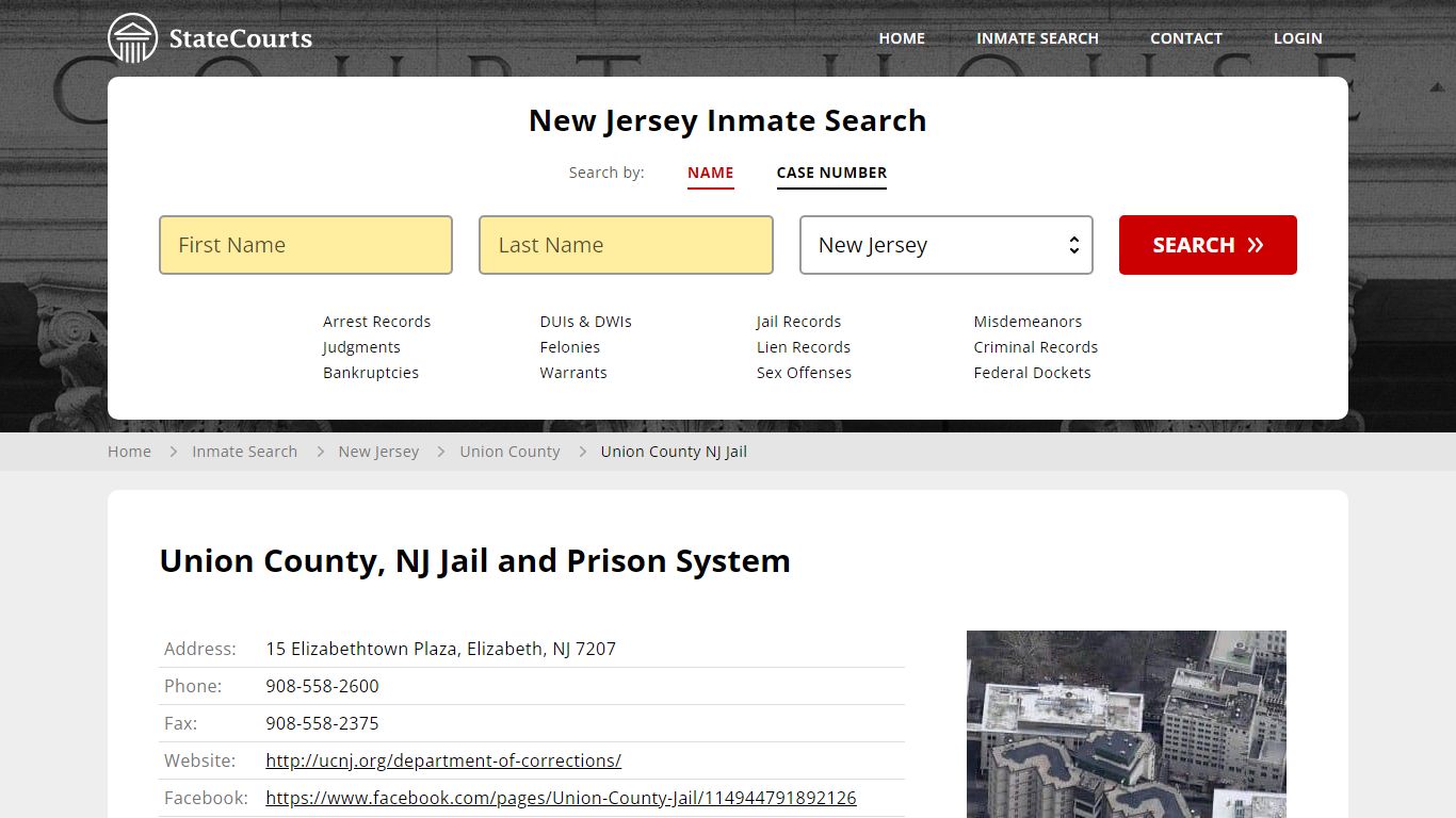 Union County NJ Jail Inmate Records Search, New Jersey - StateCourts