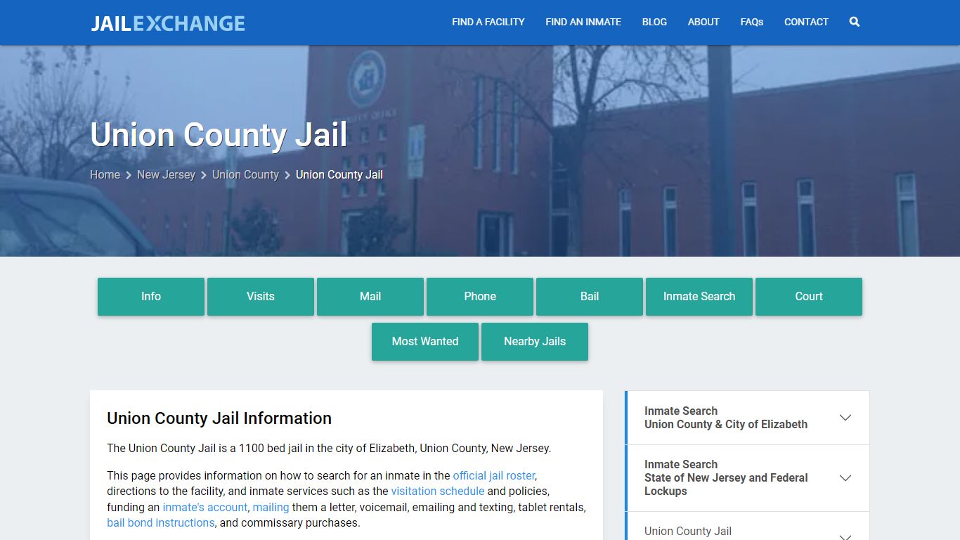 Union County Jail, NJ Inmate Search, Information