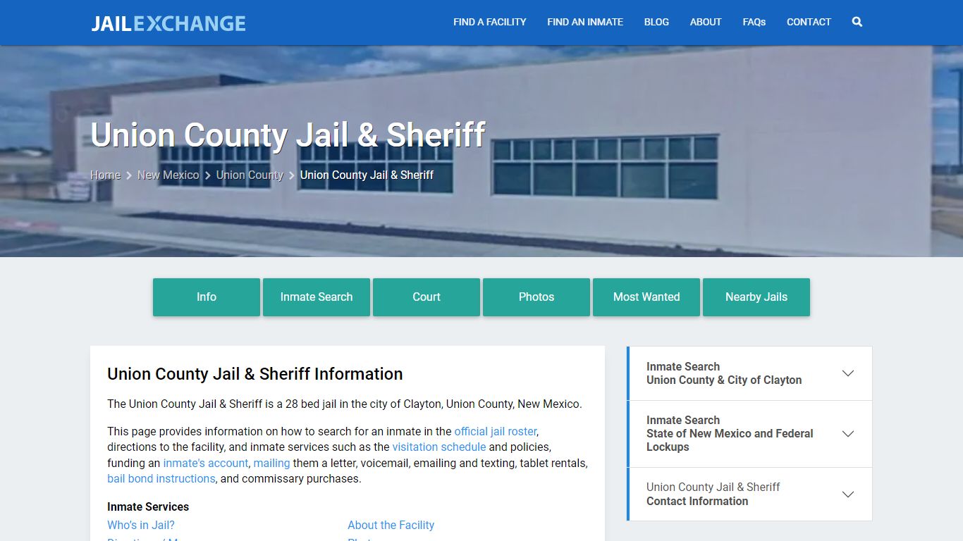 Union County Jail & Sheriff, NM Inmate Search, Information