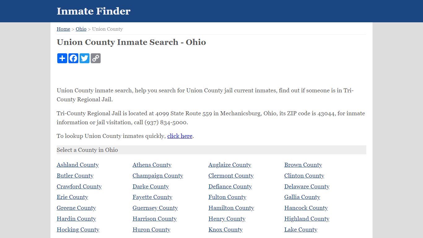 Union County Inmate Search - Ohio