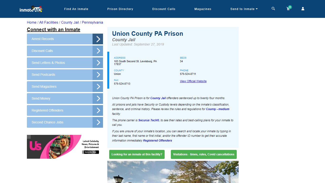 Union County PA Prison - Inmate Locator - Lewisburg, PA
