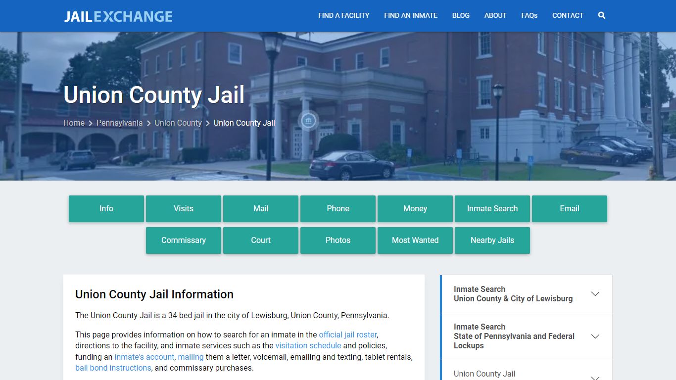 Union County Jail, PA Inmate Search, Information