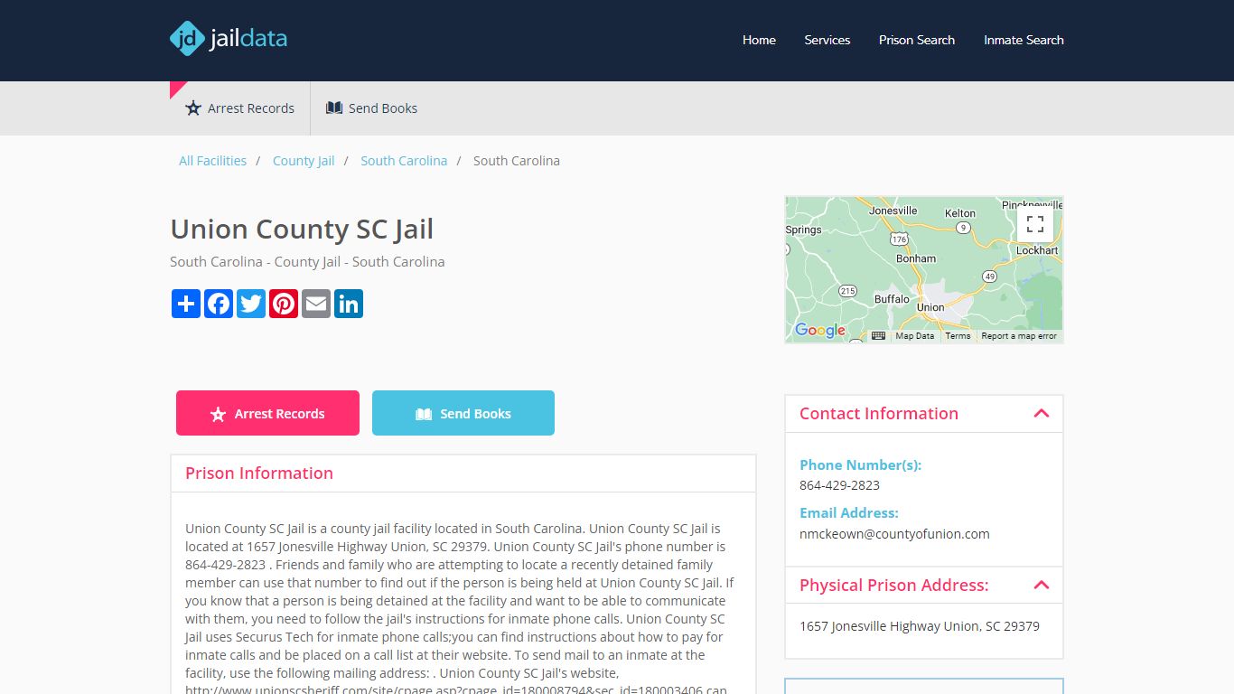Union County SC Jail Inmate Search and Prisoner Info - Union, SC