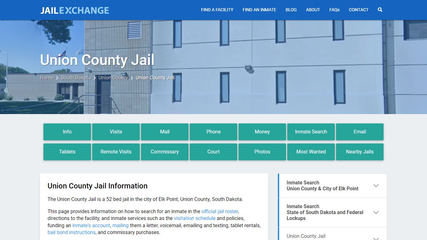 Union County Jail, SD Inmate Search, Information