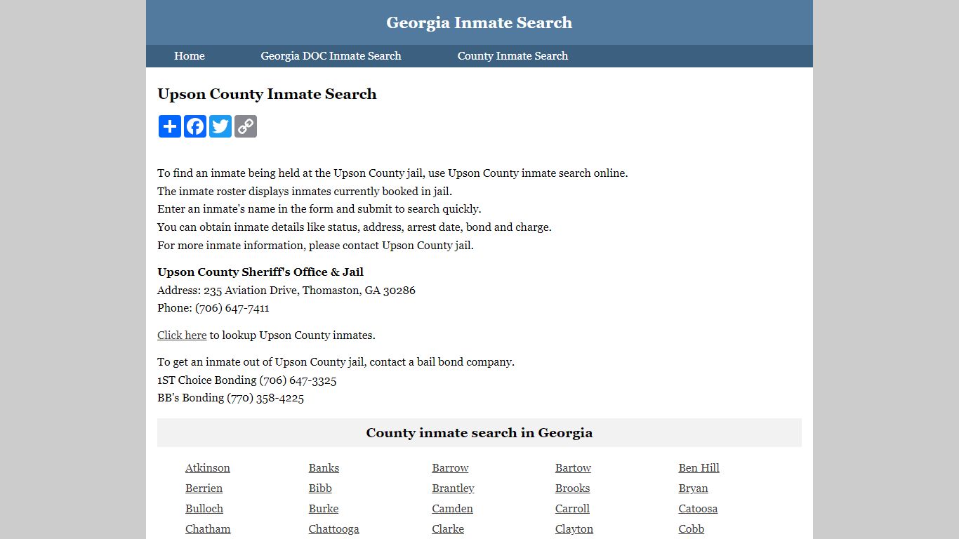 Upson County Inmate Search