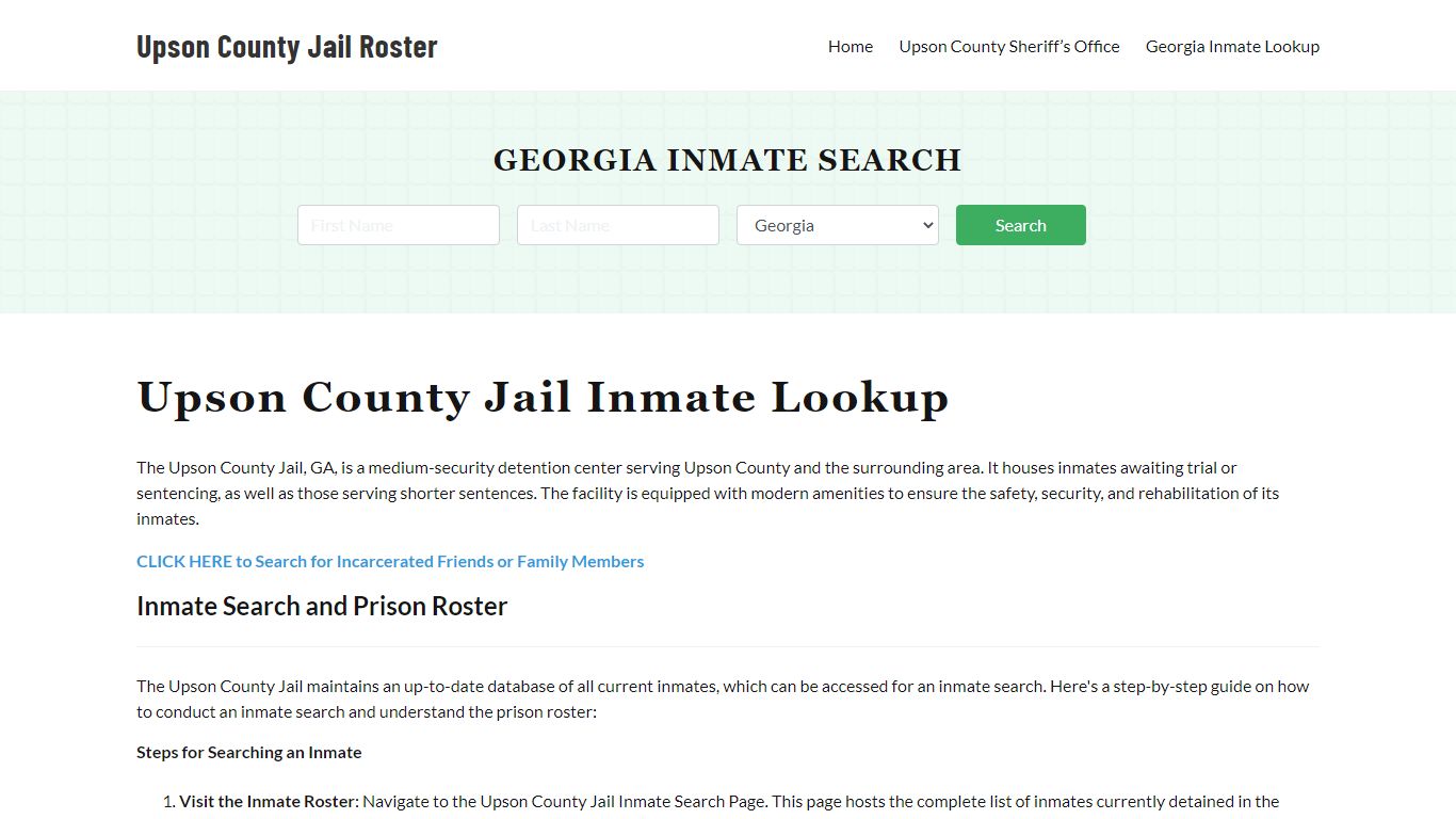 Upson County Jail Roster Lookup, GA, Inmate Search