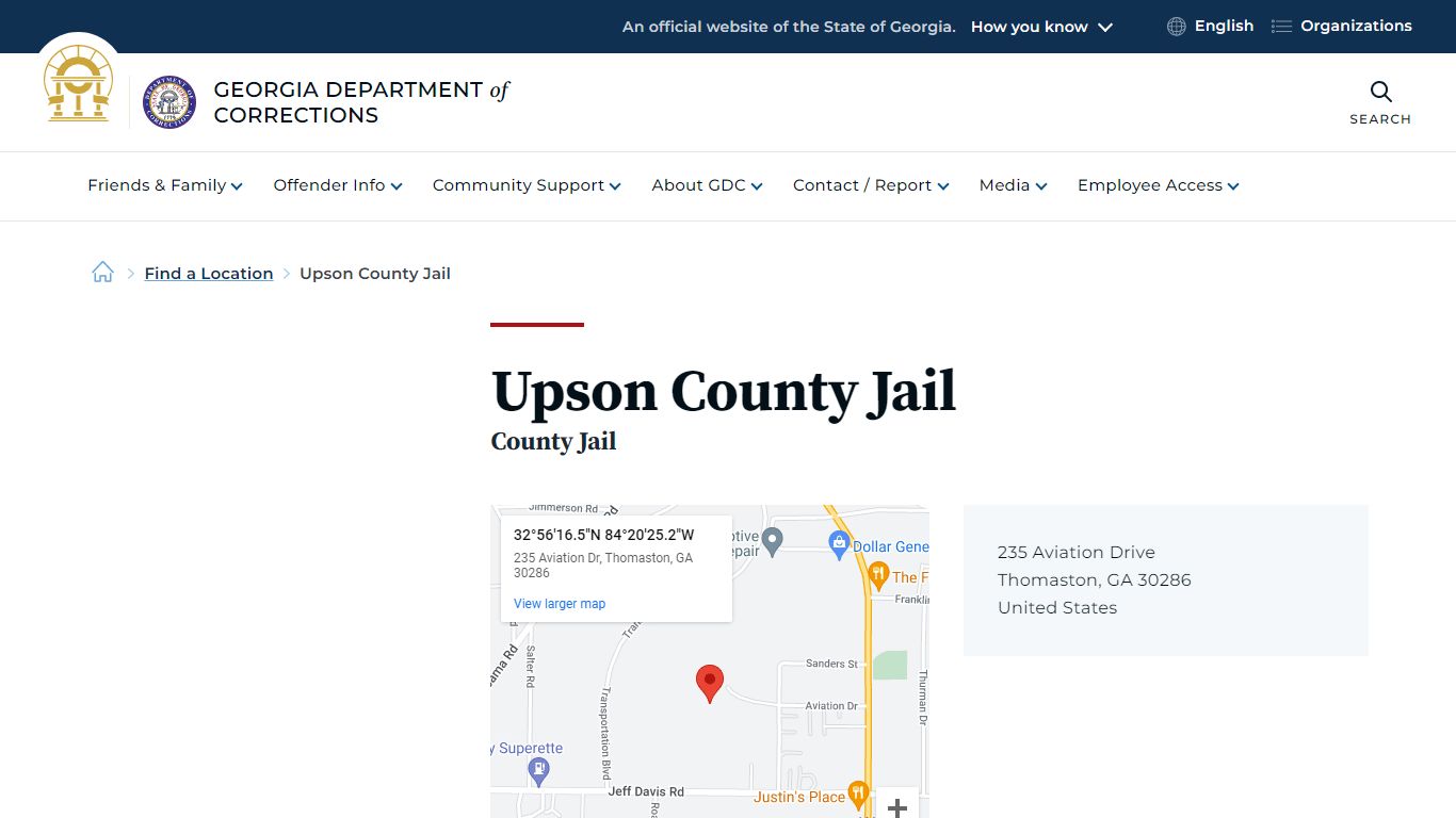Upson County Jail | Georgia Department of Corrections