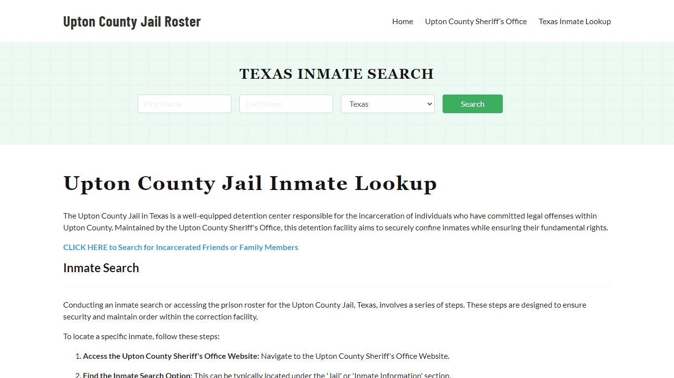 Upton County Jail Roster Lookup, TX, Inmate Search