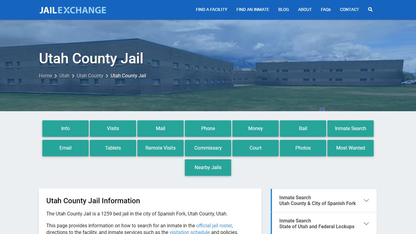 Utah County Jail, UT Inmate Search, Information