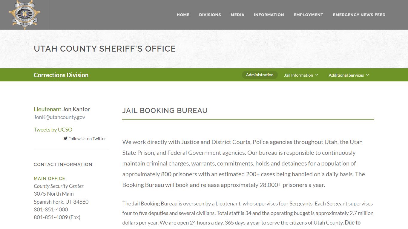Utah County Sheriff's Office Booking