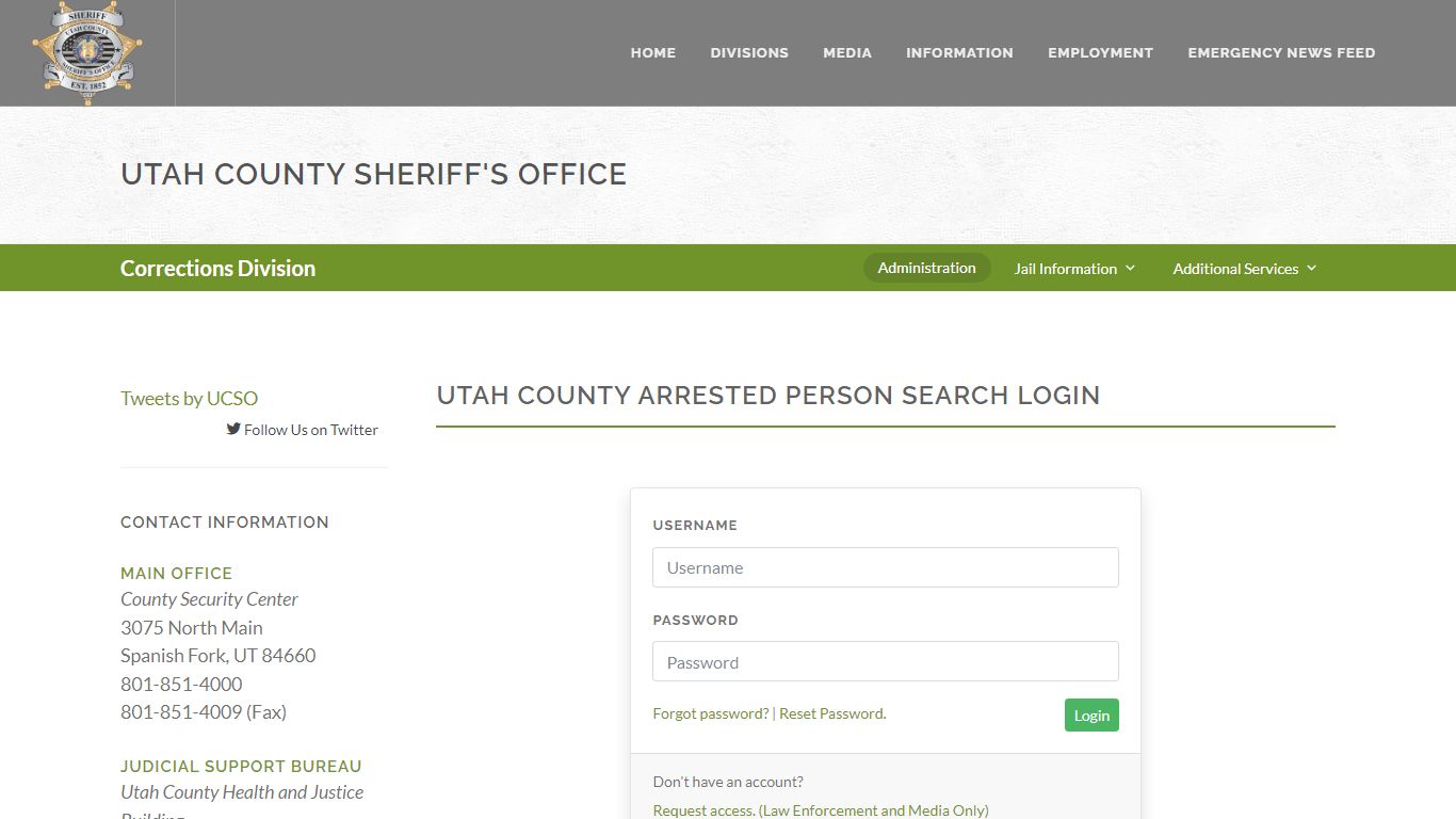 Utah County Sheriff's Office Inmate Search Login