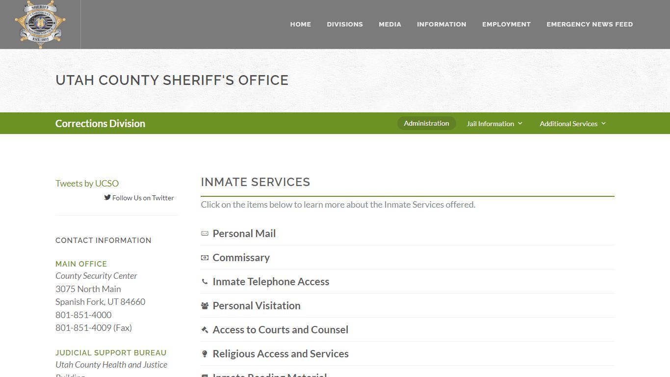 Utah County Sheriff's Office Inmate Services