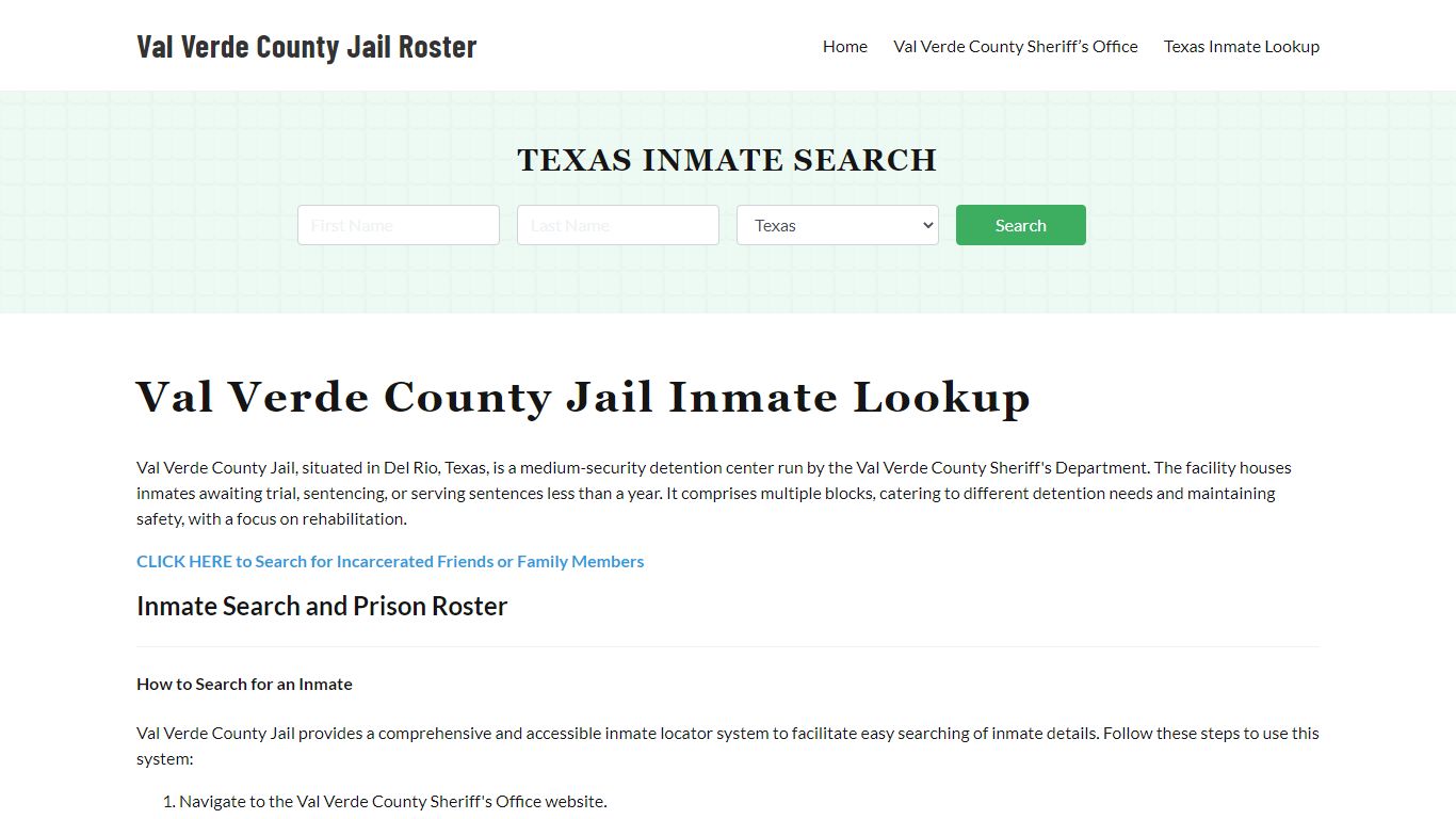Val Verde County Jail Roster Lookup, TX, Inmate Search