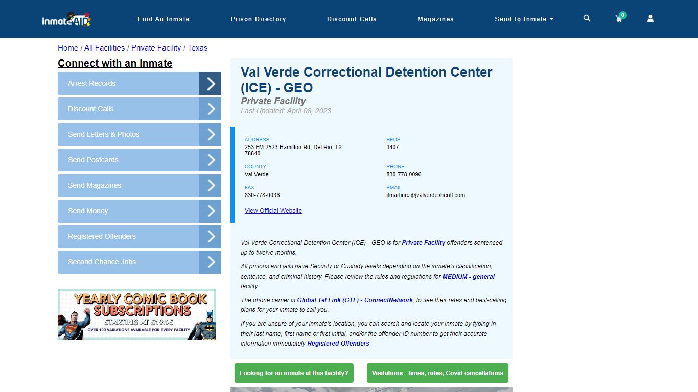 Val Verde Correctional Detention Center (ICE) - GEO - Inmate Search ...