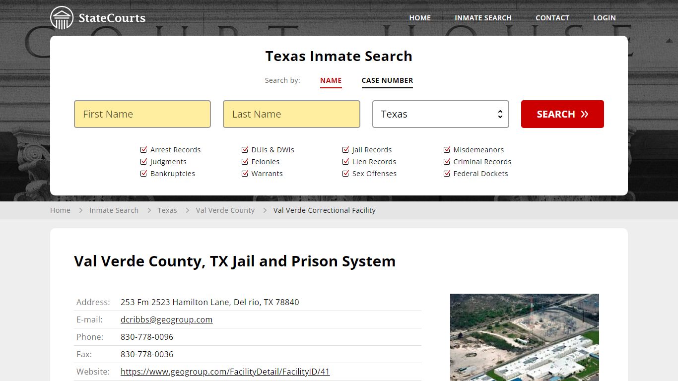 Val Verde Correctional Facility Inmate Records Search, Texas - StateCourts
