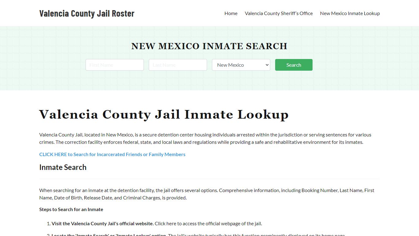 Valencia County Jail Roster Lookup, NM, Inmate Search