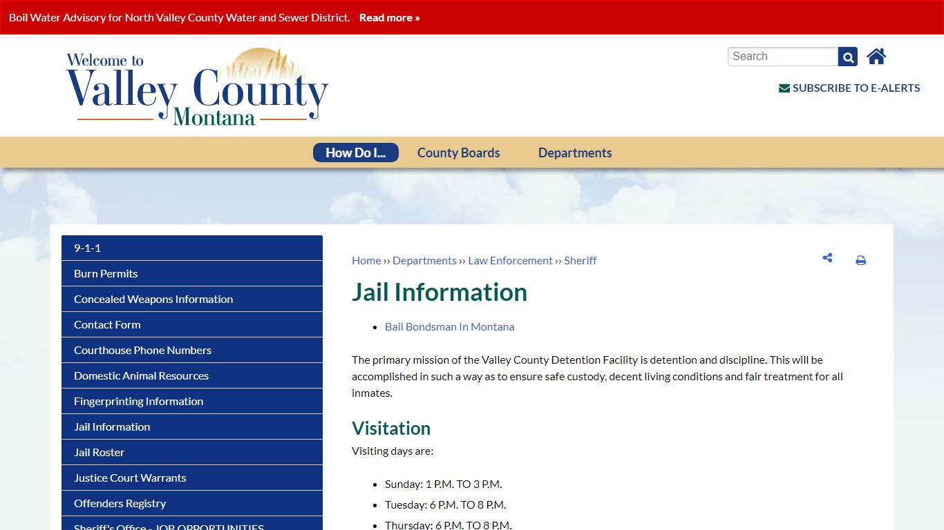 Jail Information | Valley County, MT