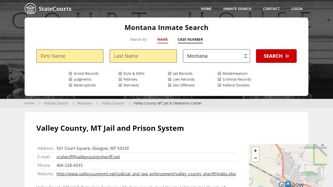 Valley County MT Jail & Detention Center Inmate Records Search, Montana ...