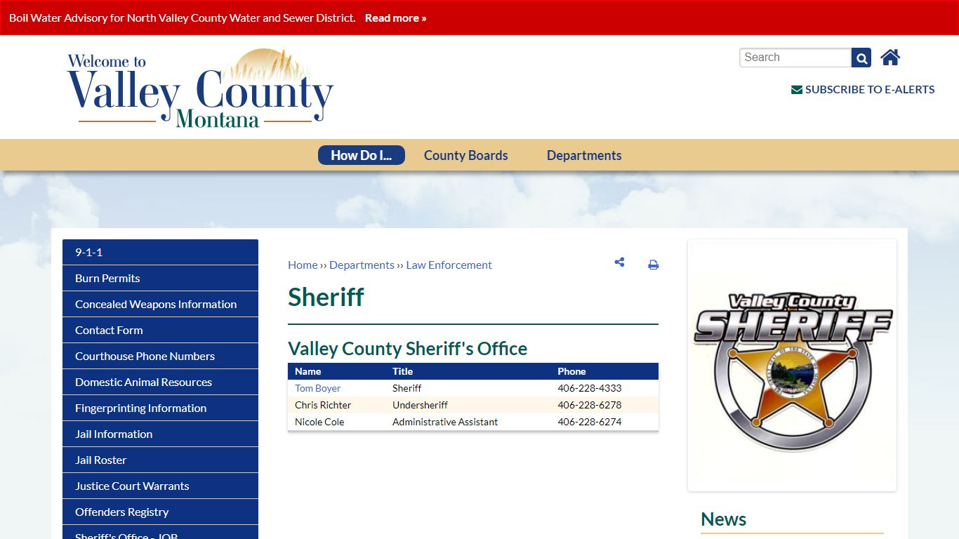 Sheriff | Valley County, MT