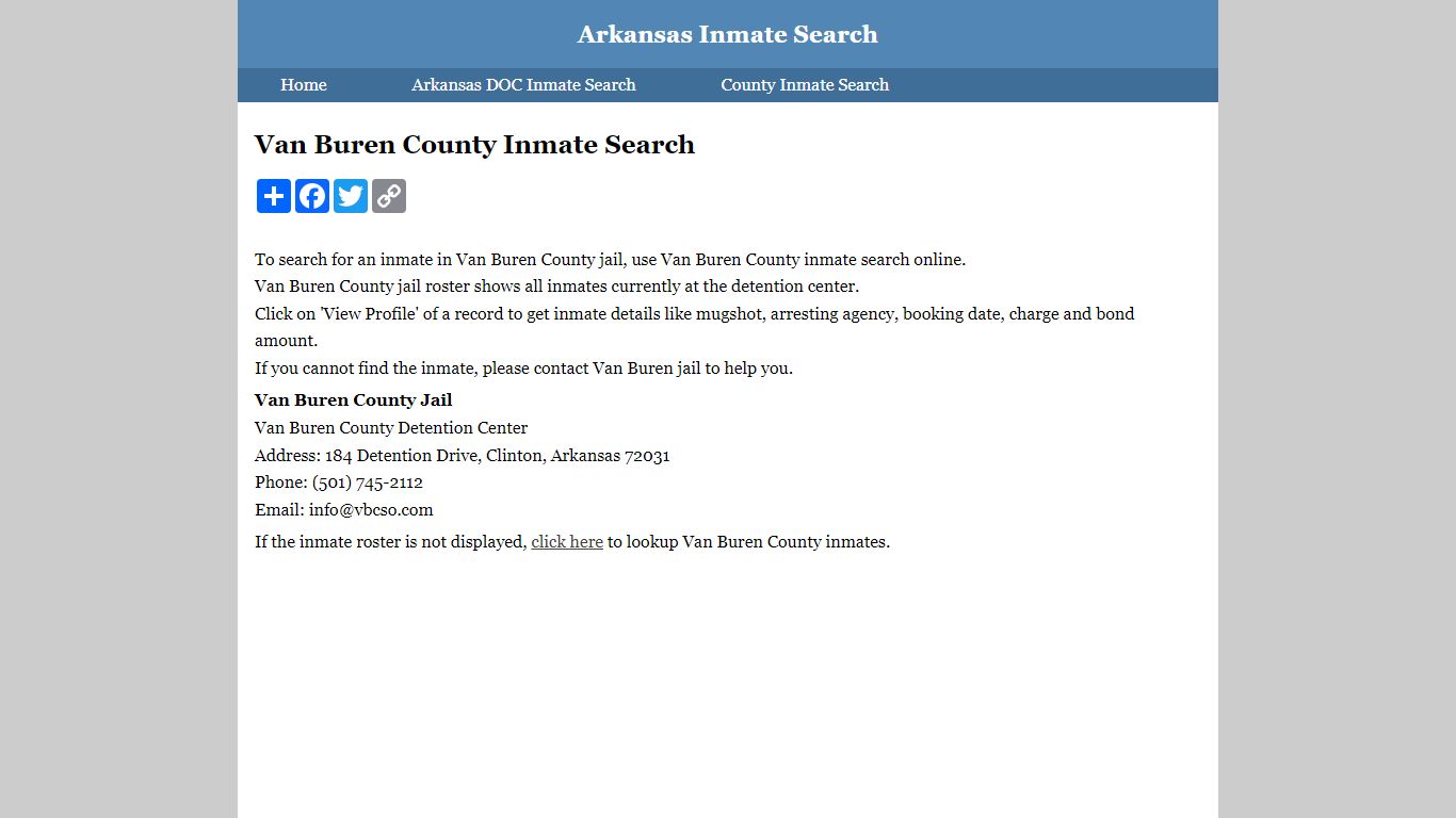 Van Buren County Inmate Search