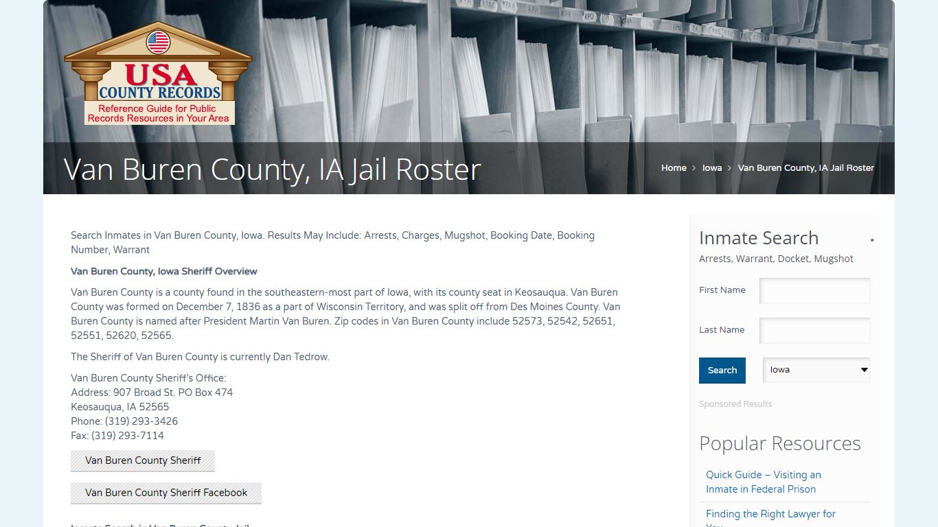 Van Buren County, IA Jail Roster | Name Search