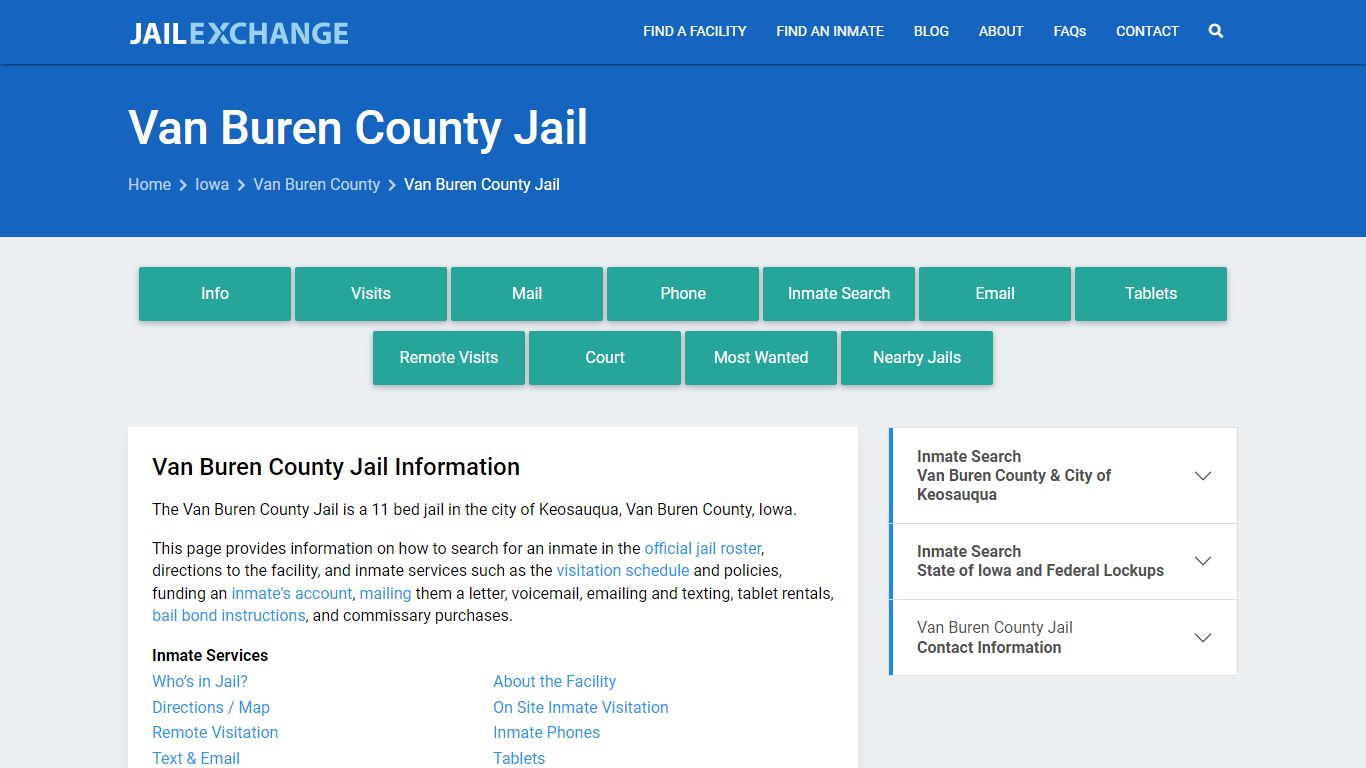 Van Buren County Jail, IA Inmate Search, Information
