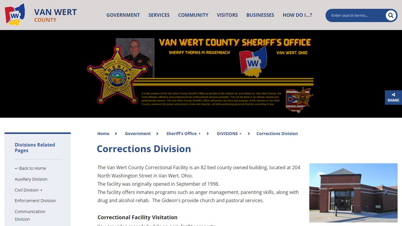 Corrections Division - Van Wert County, Ohio