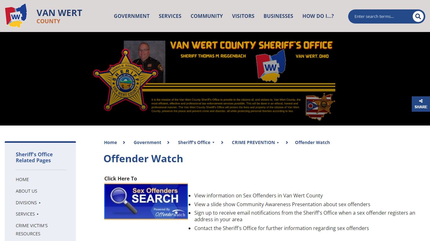 Offender Watch - Van Wert County, Ohio